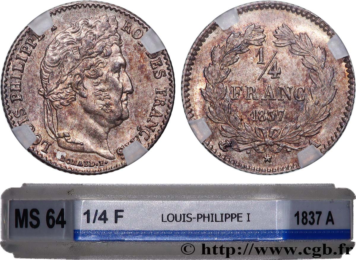 1/4 franc Louis-Philippe 1837 Paris F.166/63 SC64 GENI