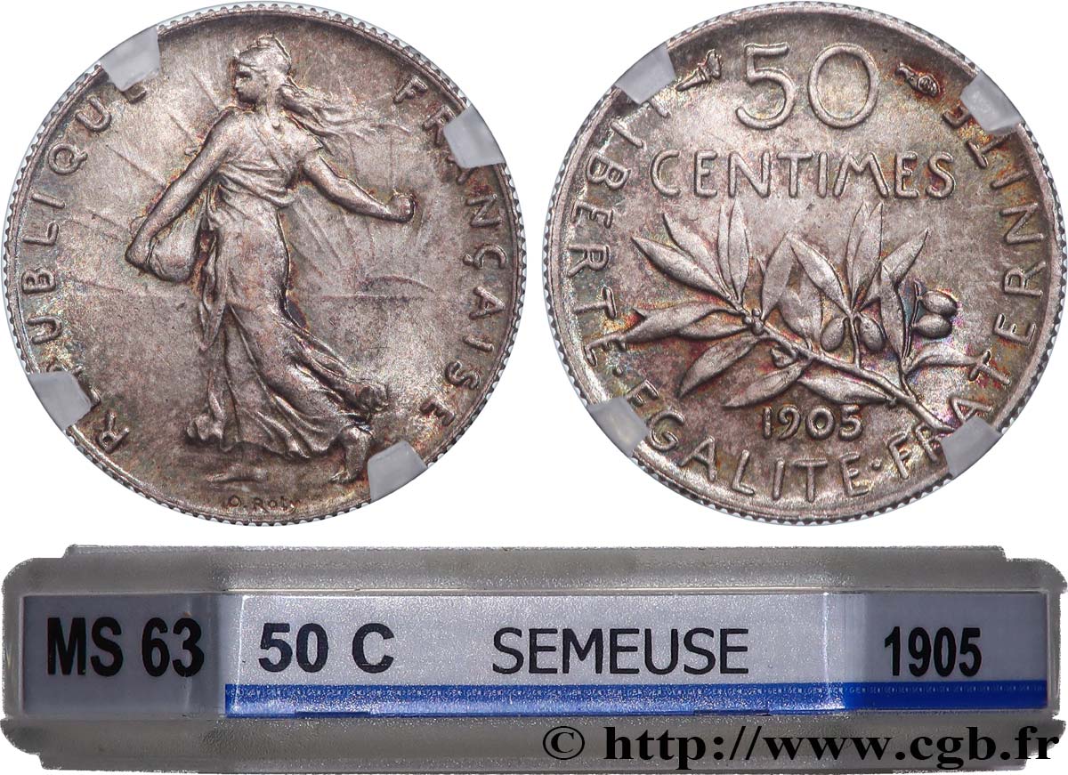 50 centimes Semeuse 1905 Paris F.190/12 MS63 GENI