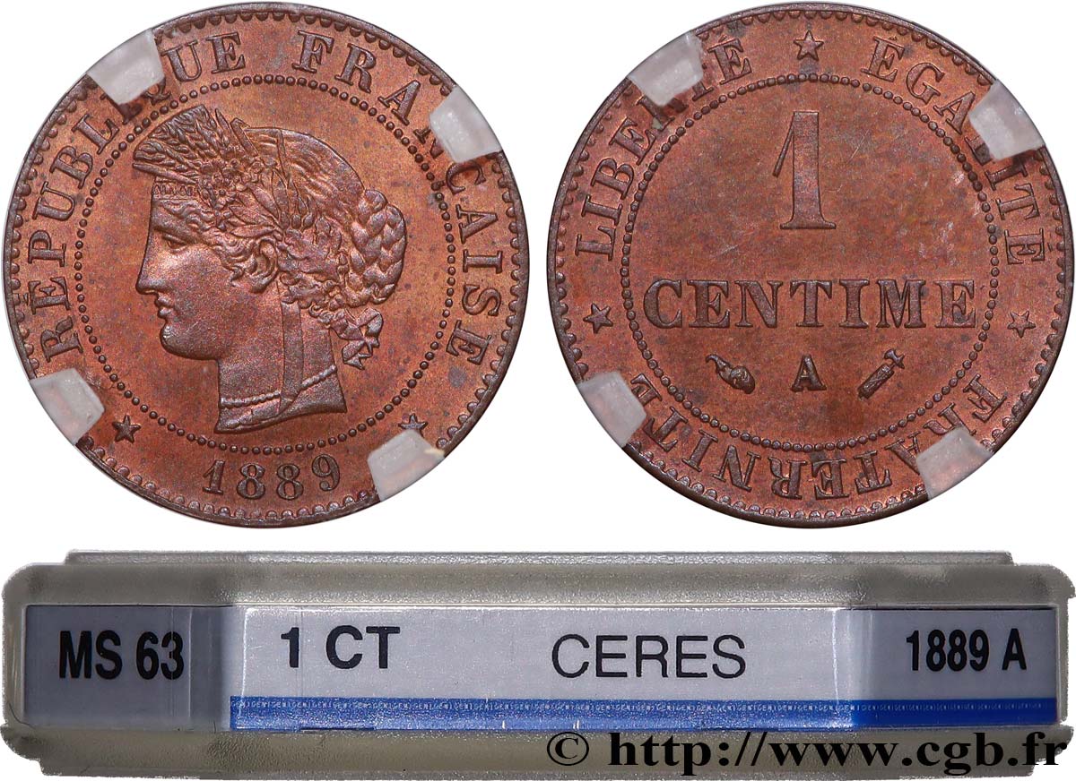 1 centime Cérès 1889 Paris F.104/16 fST63 GENI