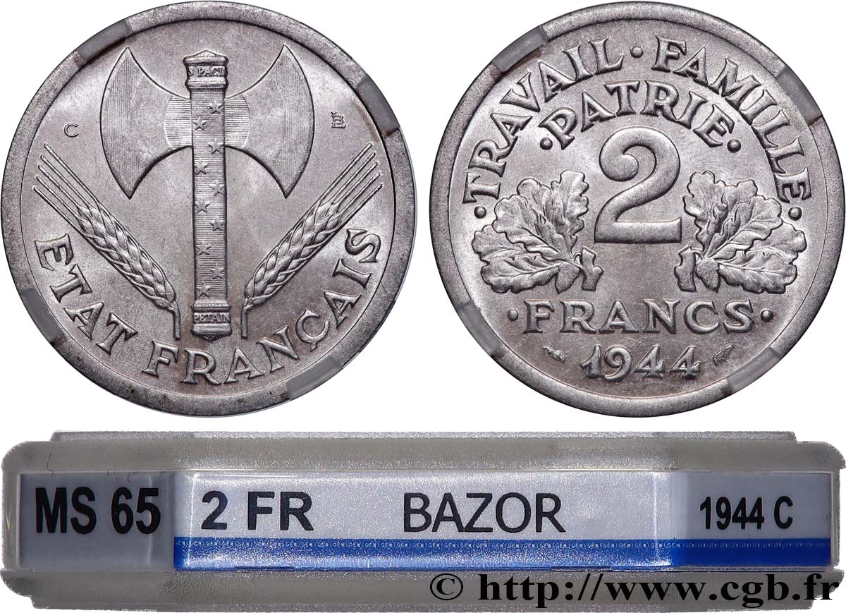 2 francs Francisque 1944 Castelsarrasin F.270/6 MS65 GENI