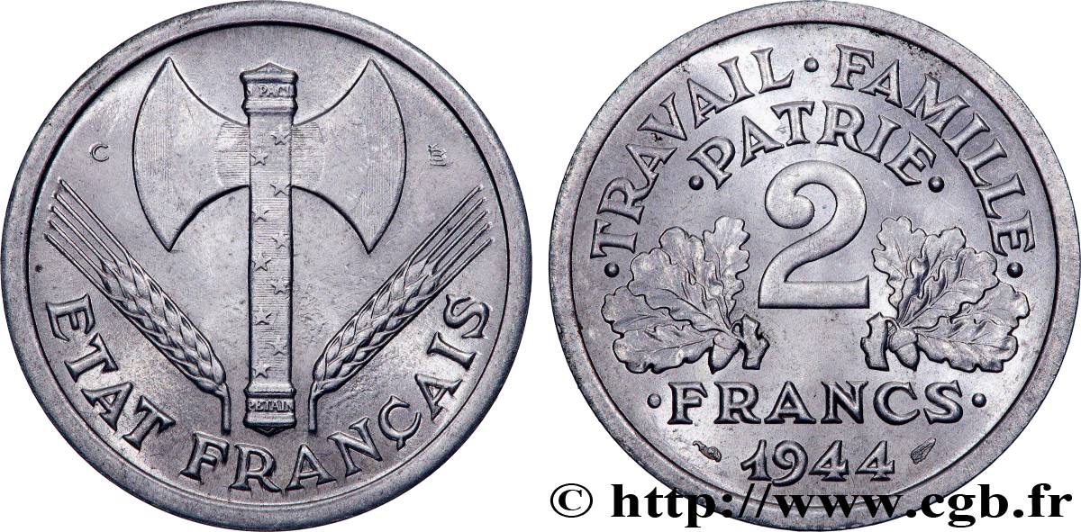 2 francs Francisque 1944 Castelsarrasin F.270/6 EBC+ 