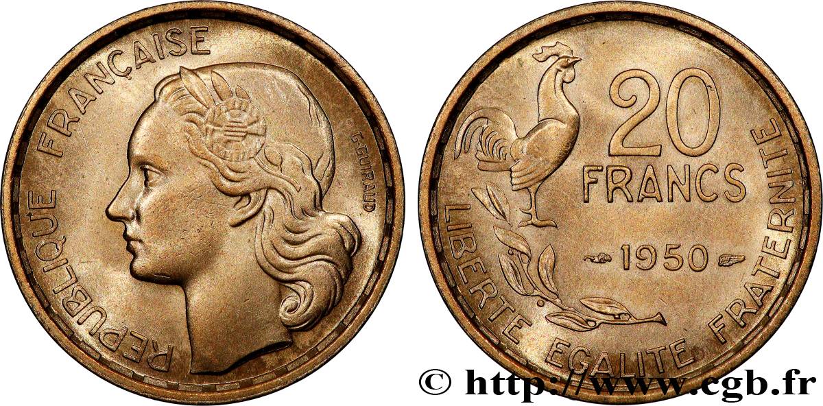 20 francs G. Guiraud 1950  F.402/3 ST65 