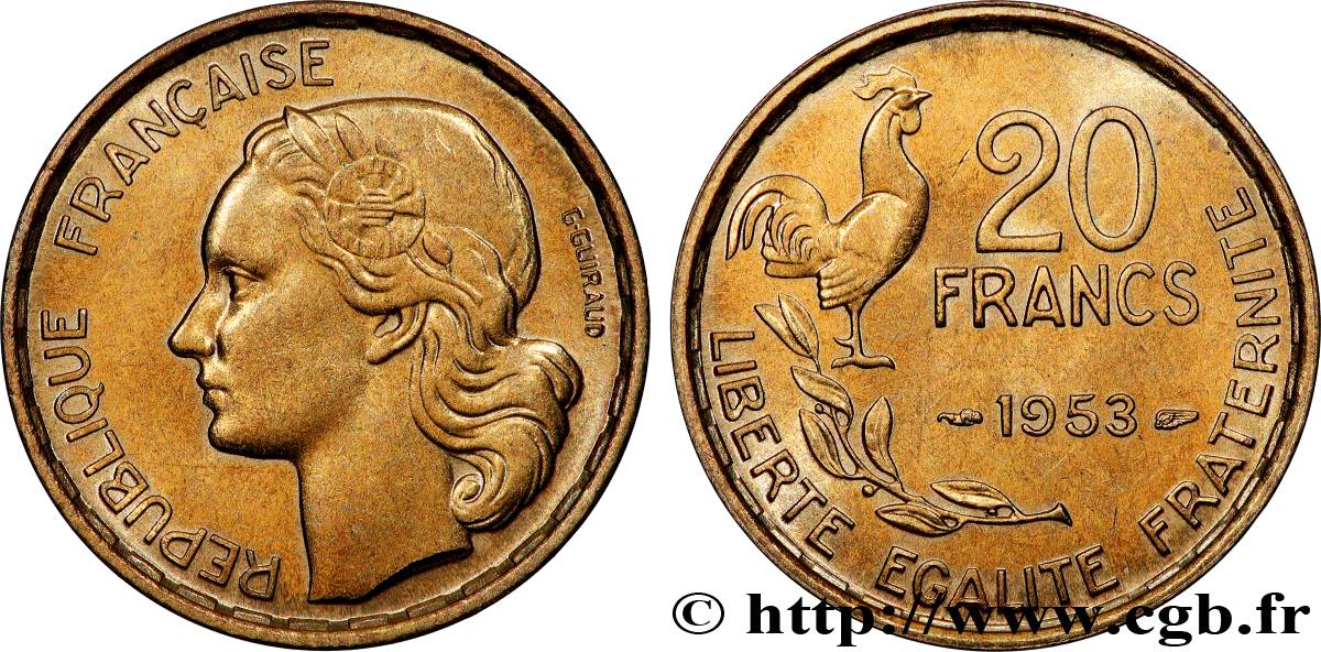 20 francs G. Guiraud 1953  F.402/11 MS64 