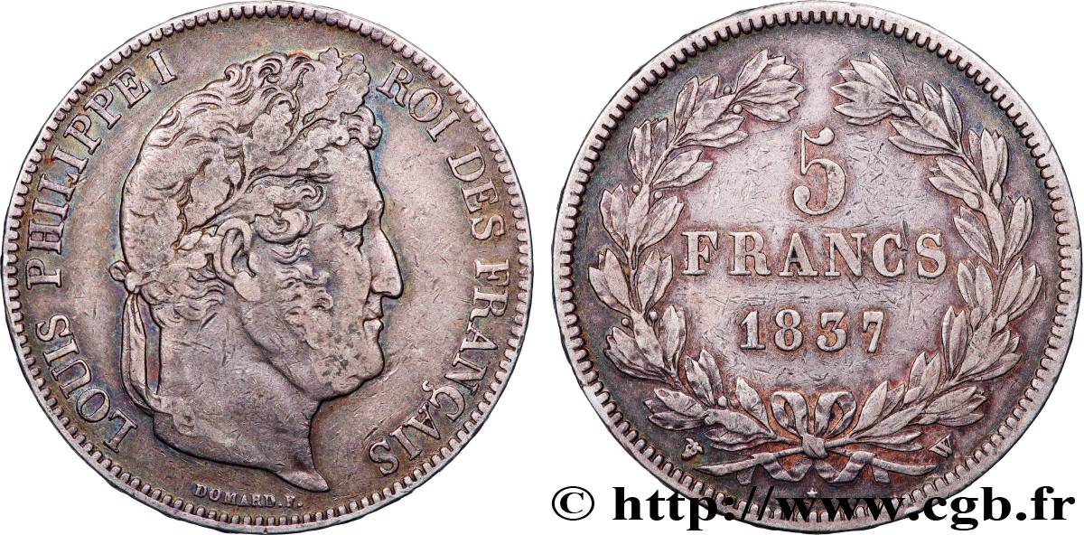 5 francs IIe type Domard 1837 Lille F.324/67 fSS 