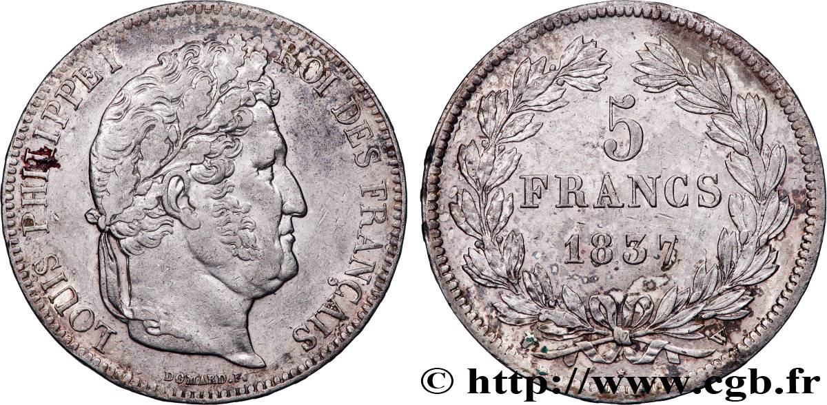 5 francs IIe type Domard 1837 Lille F.324/67 XF 