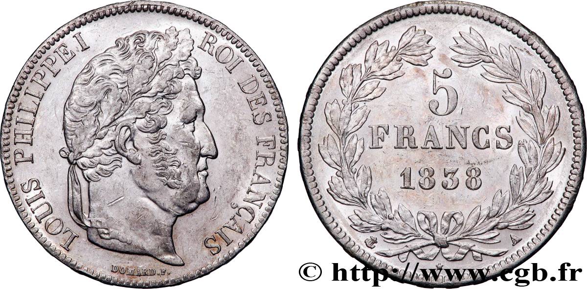 5 francs IIe type Domard 1838 Paris F.324/68 AU 