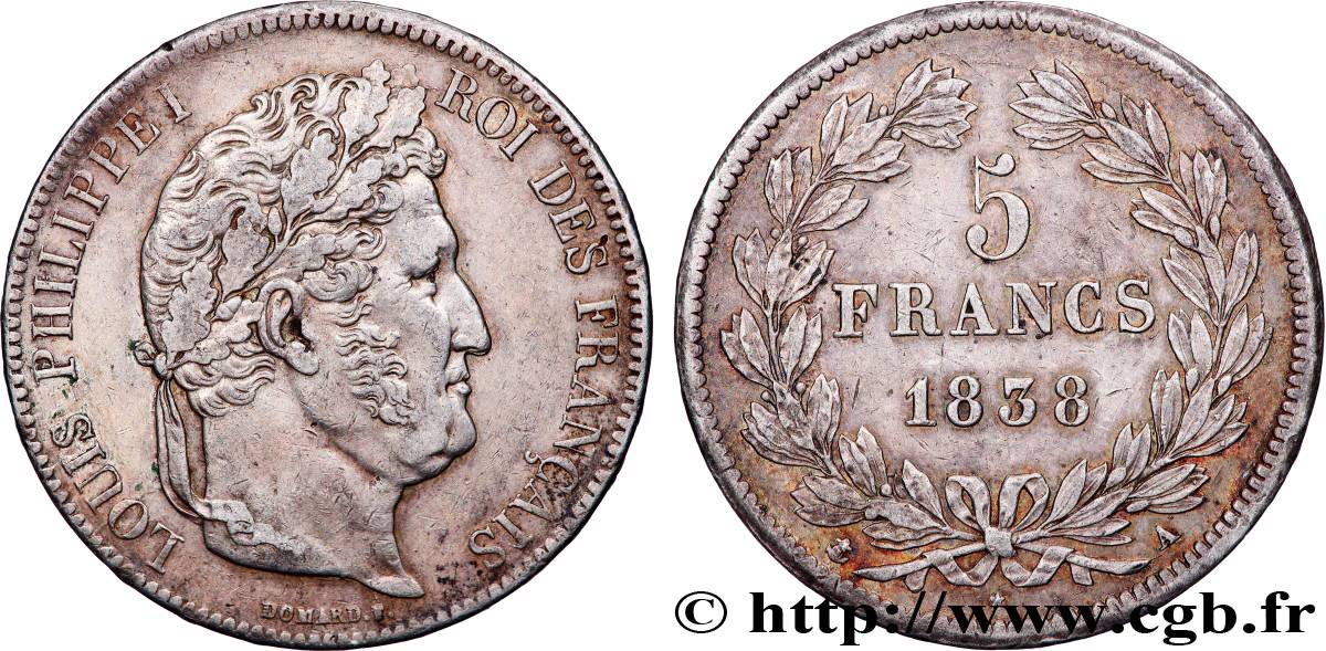 5 francs IIe type Domard 1838 Paris F.324/68 TTB 