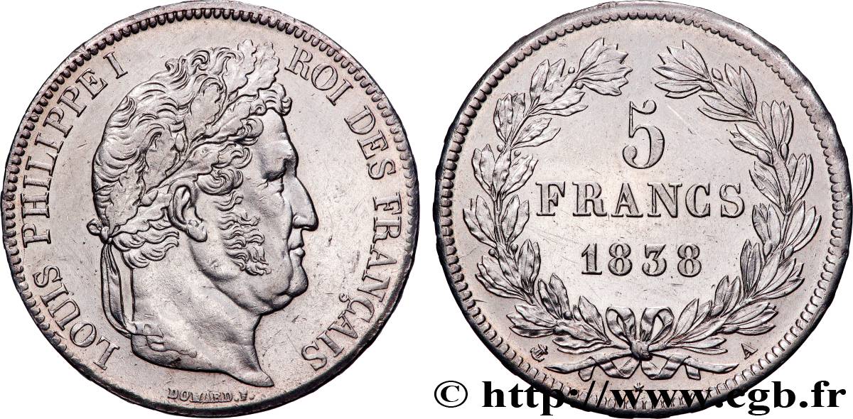 5 francs IIe type Domard 1838 Paris F.324/68 SUP 