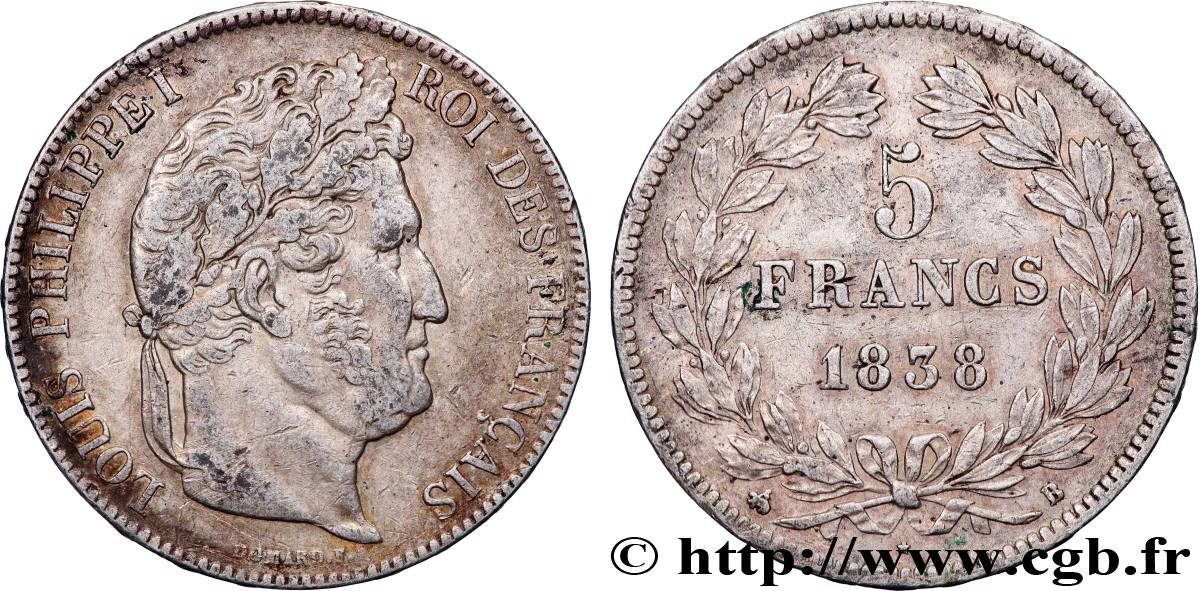 5 francs IIe type Domard 1838 Rouen F.324/69 TTB 