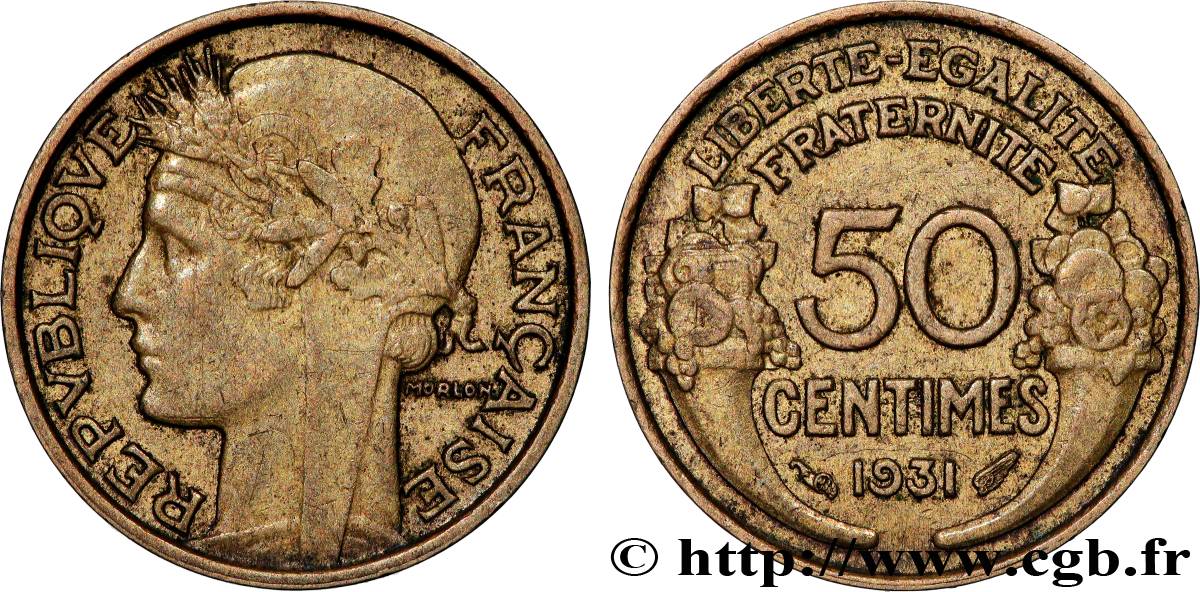 50 centimes Morlon, avec raisin sans fruit 1931  F.192/4 XF 