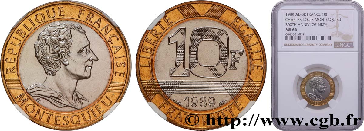 10 francs Montesquieu 1989  F.376/2 MS66 NGC