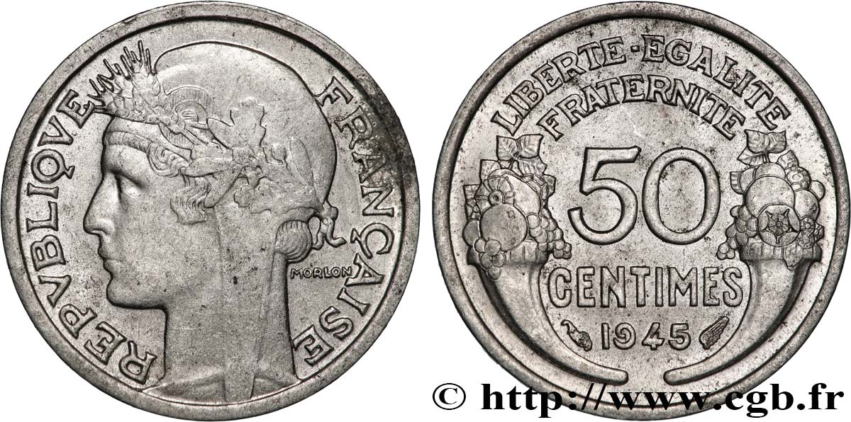 50 centimes Morlon, légère 1945  F.194/5 EBC 