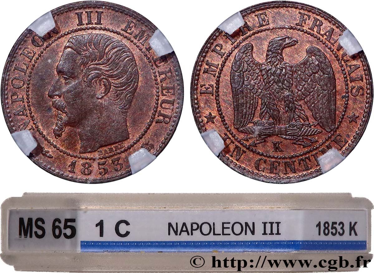 Un centime Napoléon III, tête nue 1853 Bordeaux F.102/5 ST65 GENI