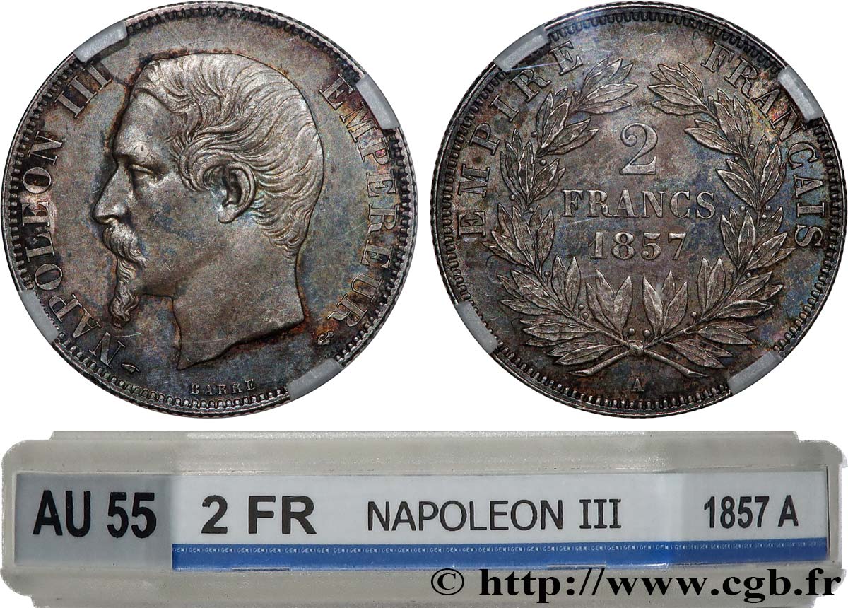 2 francs Napoléon III, tête nue 1857 Paris F.262/9 SPL55 GENI