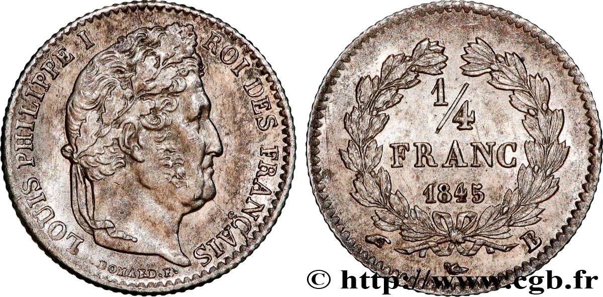 1/4 franc Louis-Philippe 1845 Rouen F.166/103 SUP+ 