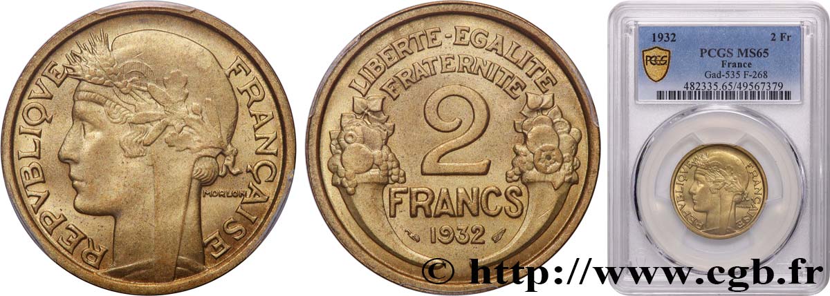 2 francs Morlon 1932  F.268/3 ST65 PCGS