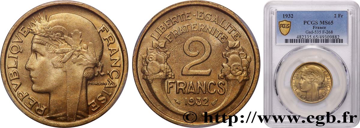 2 francs Morlon 1932  F.268/3 MS65 PCGS