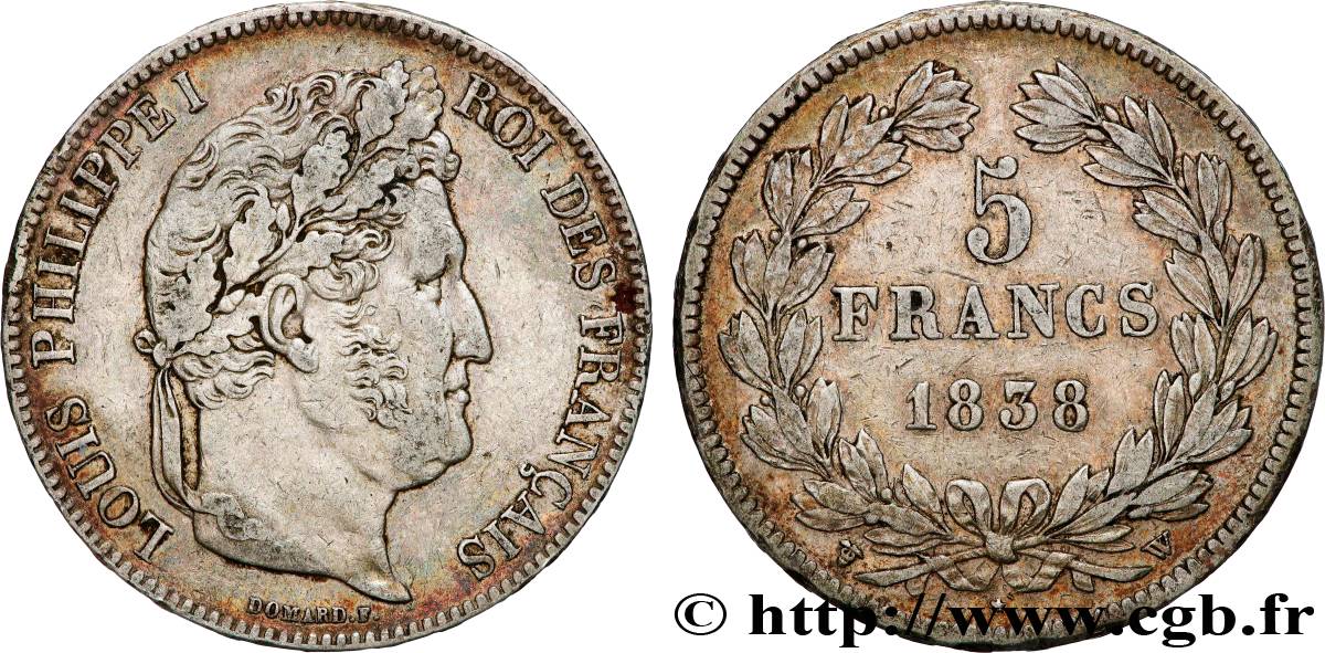 5 francs IIe type Domard 1838 Lille F.324/74 TTB 