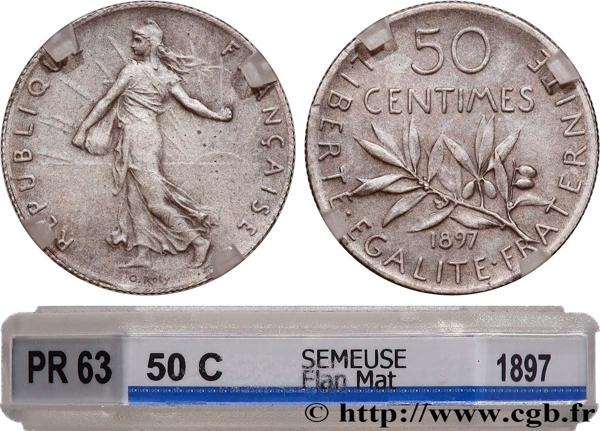 50 centimes Semeuse 1897  F.190/2 MS63 GENI