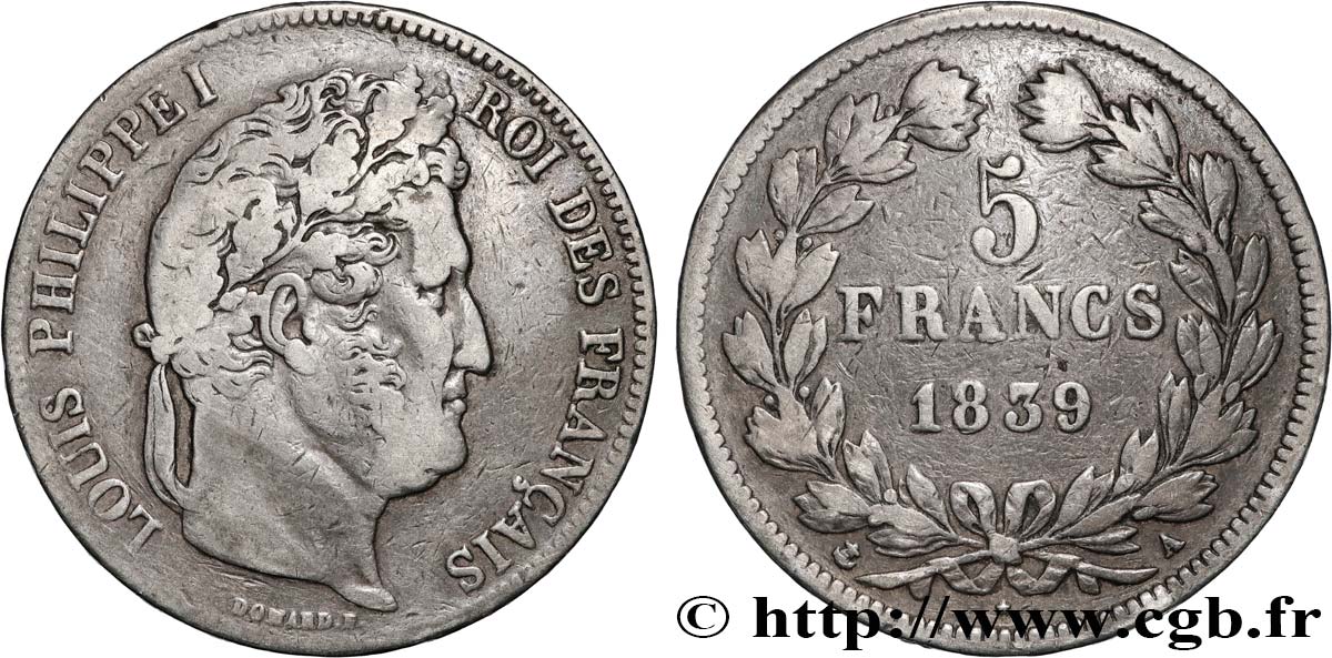 5 francs, IIe type Domard 1839 Paris F.324/75 TB 