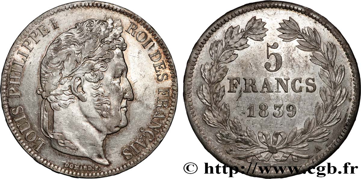 5 francs, IIe type Domard 1839 Paris F.324/75 TTB+ 