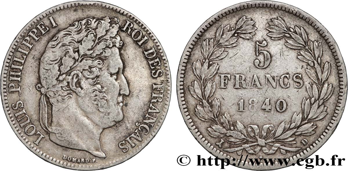 5 francs IIe type Domard 1840 Lyon F.324/86 VF30 