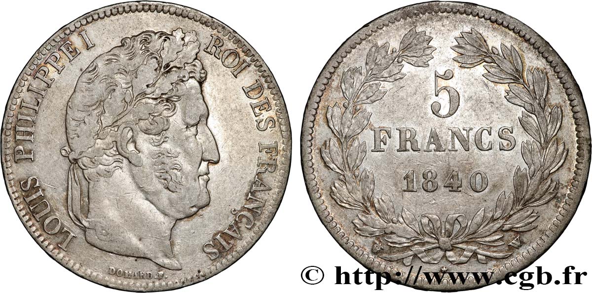 5 francs IIe type Domard 1840 Lille F.324/88 XF 