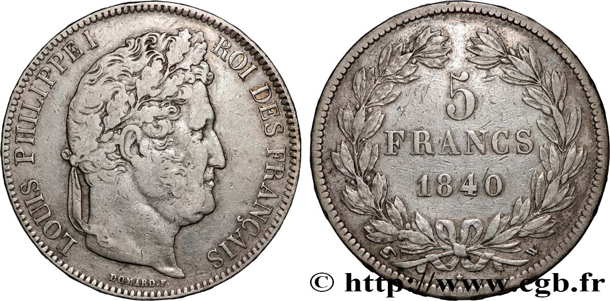 5 francs IIe type Domard 1840 Lille F.324/89 VF 