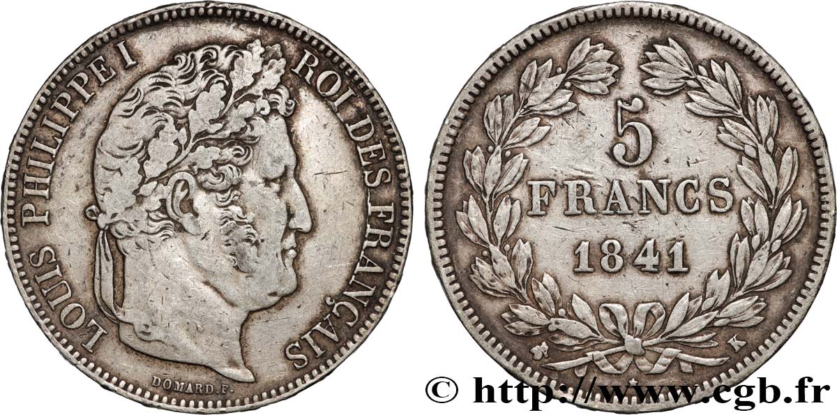 5 francs IIe type Domard 1841 Bordeaux F.324/93 BB 