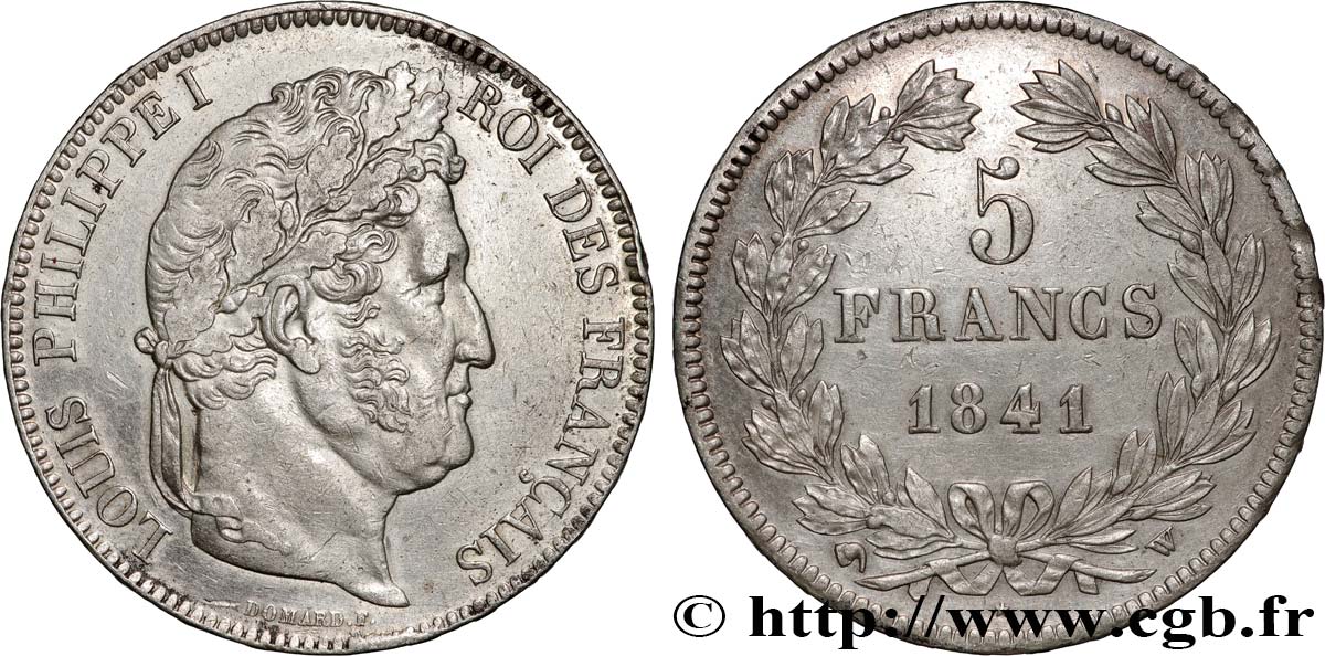 5 francs IIe type Domard 1841 Lille F.324/94 fVZ 