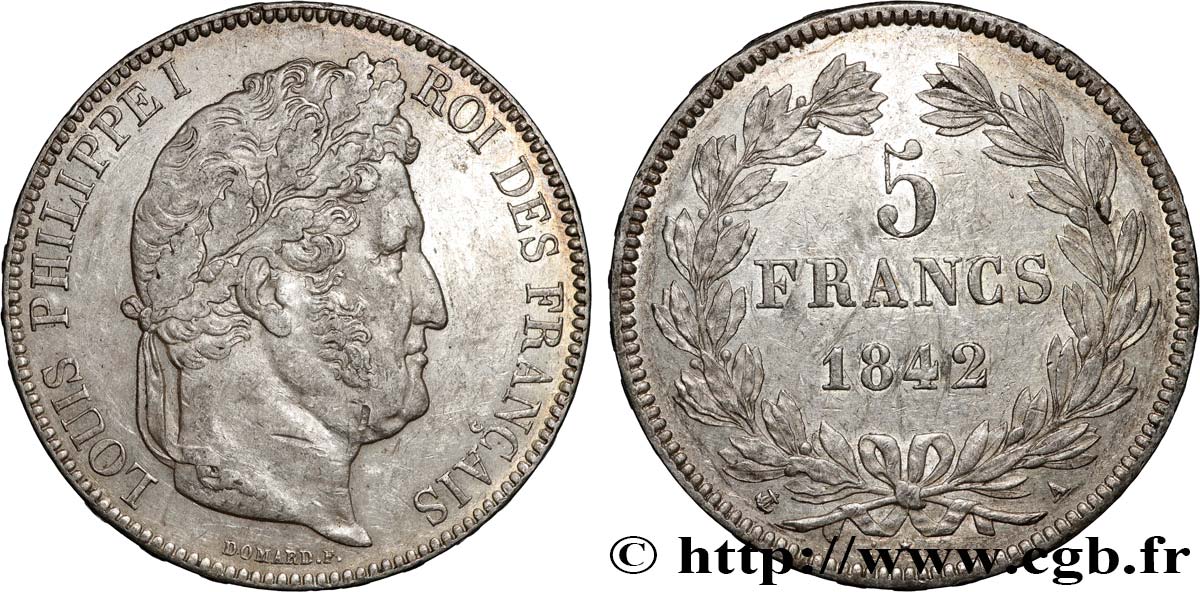 5 francs IIe type Domard 1842 Paris F.324/95 AU 