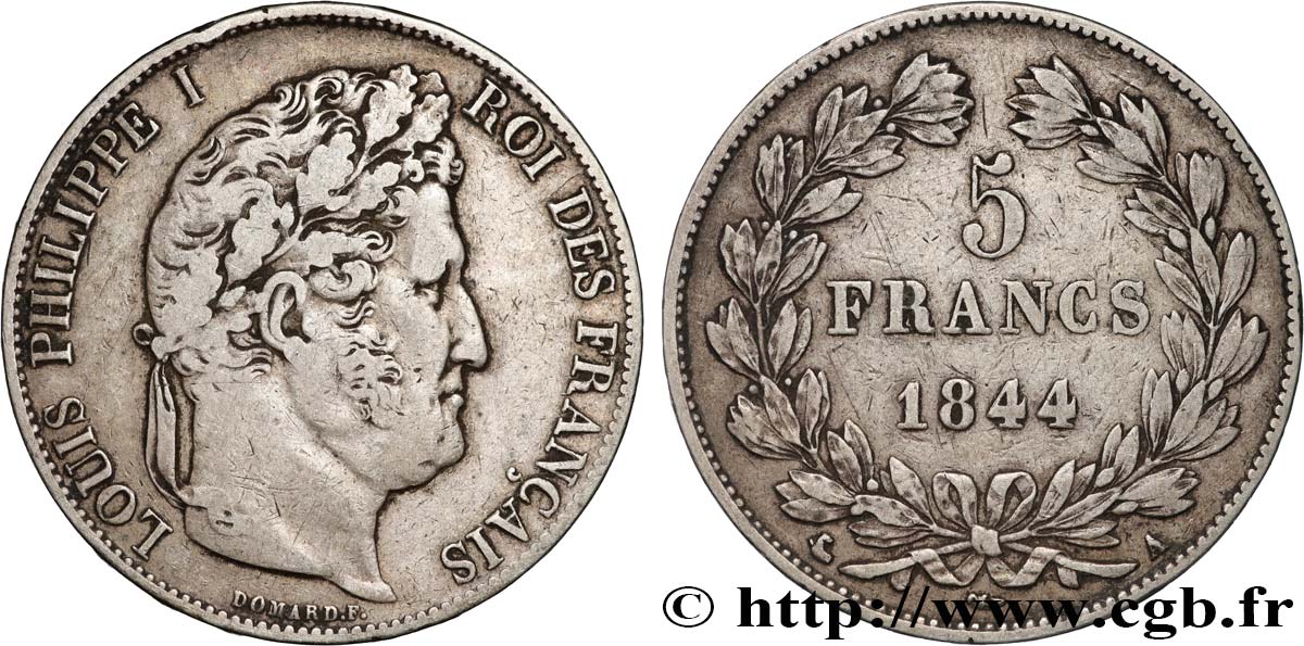 5 francs IIIe type Domard 1844 Paris F.325/1 VF 