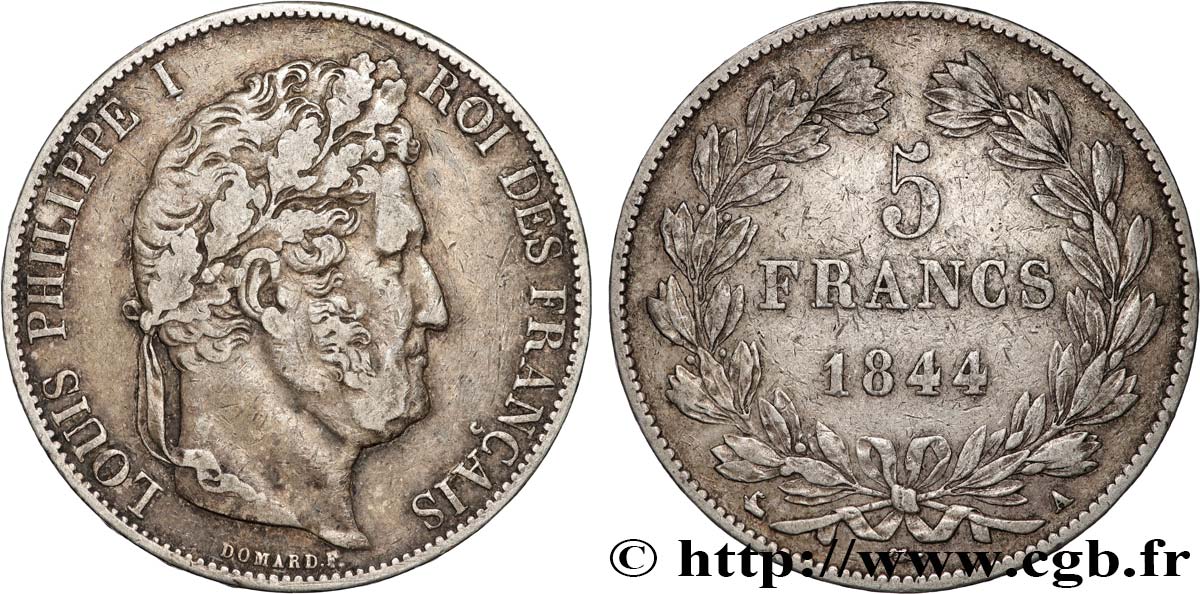 5 francs IIIe type Domard 1844 Paris F.325/1 TTB 