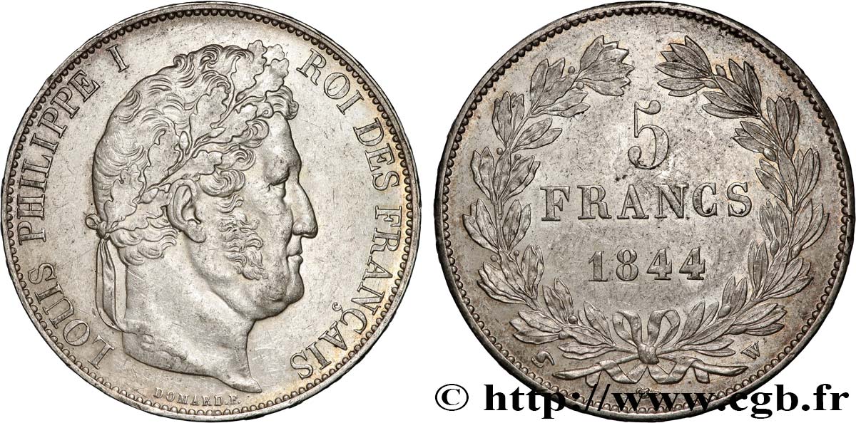 5 francs, IIIe type Domard 1844 Lille F.325/5 AU 