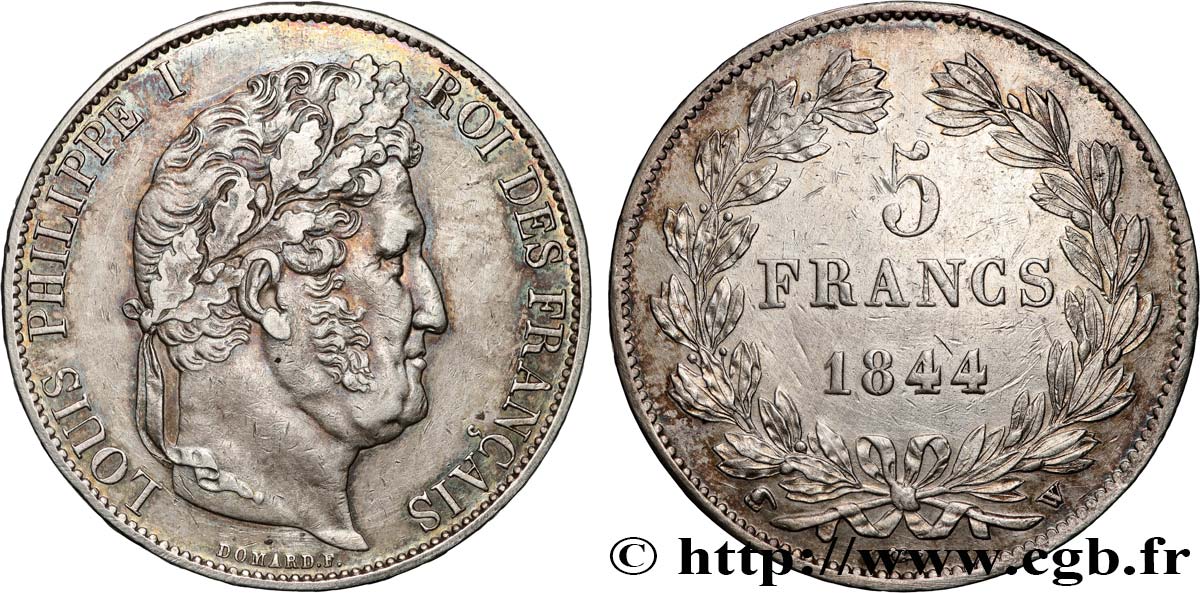 5 francs, IIIe type Domard 1844 Lille F.325/5 AU 