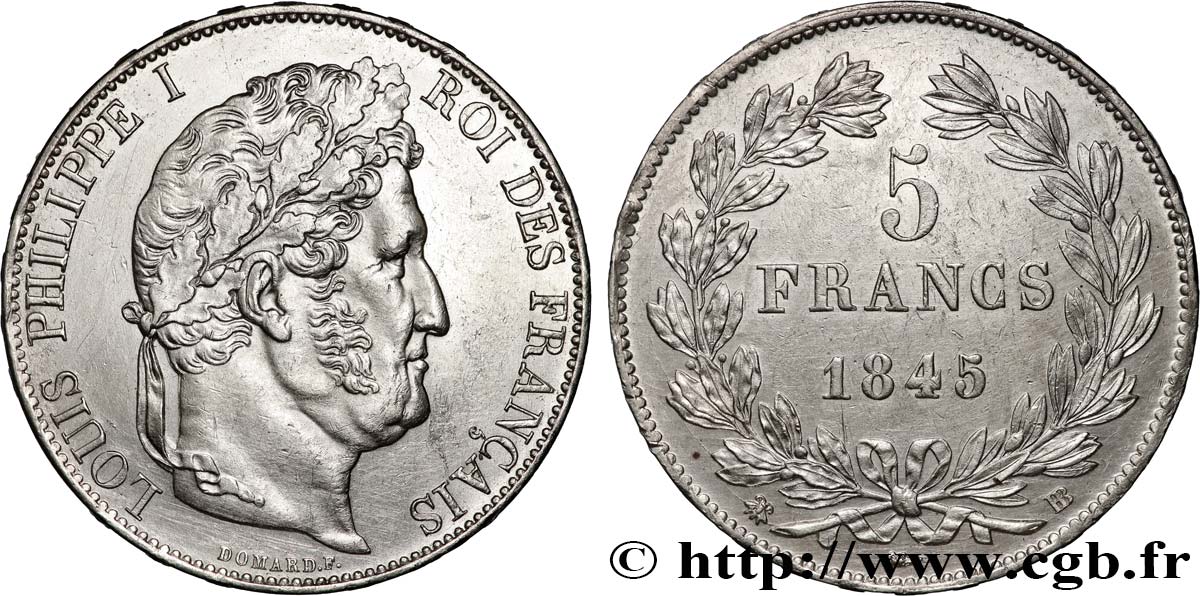 5 francs IIIe type Domard 1845 Strasbourg F.325/7 AU 