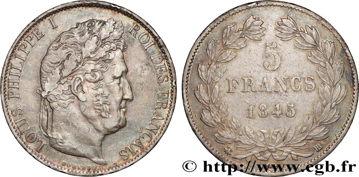 5 francs IIIe type Domard 1845 Strasbourg F.325/7 MBC+ 