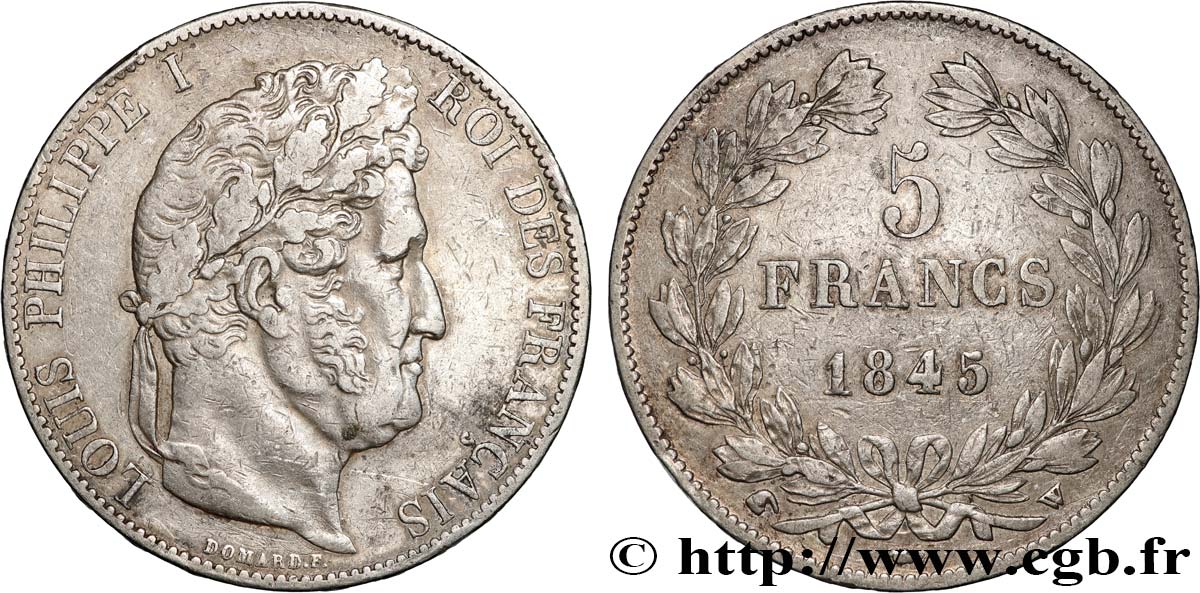 5 francs IIIe type Domard 1845 Lille F.325/9 VF 