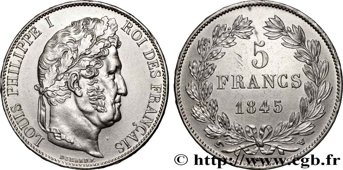 5 francs IIIe type Domard 1845 Lille F.325/9 SUP+ 