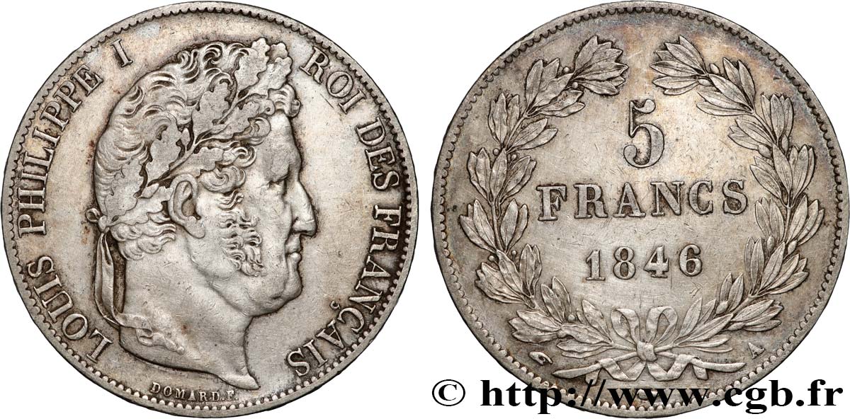 5 francs IIIe type Domard 1846 Paris F.325/10 MBC+ 