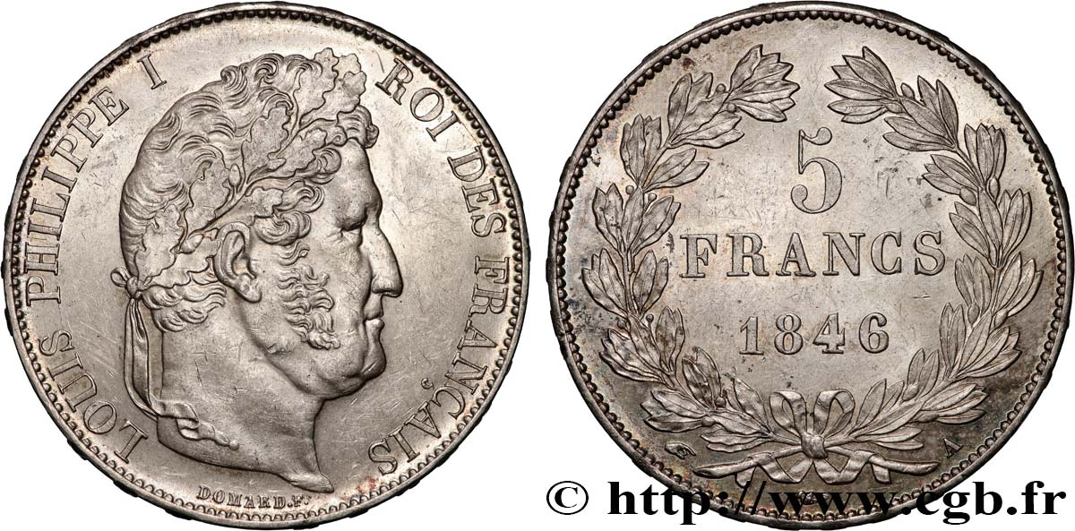 5 francs IIIe type Domard 1846 Paris F.325/10 EBC 