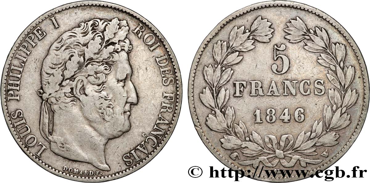 5 francs IIIe type Domard 1846 Lille F.325/13 VF 