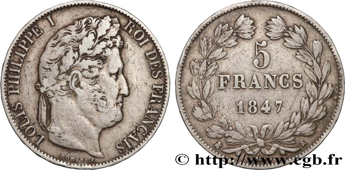 5 francs IIIe type Domard 1847 Bordeaux F.325/16 TB 