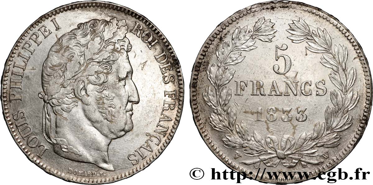 5 francs IIe type Domard 1833 Lille F.324/28 MBC+ 