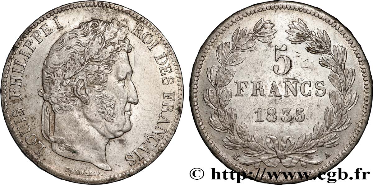 5 francs IIe type Domard 1835 Paris F.324/42 AU 