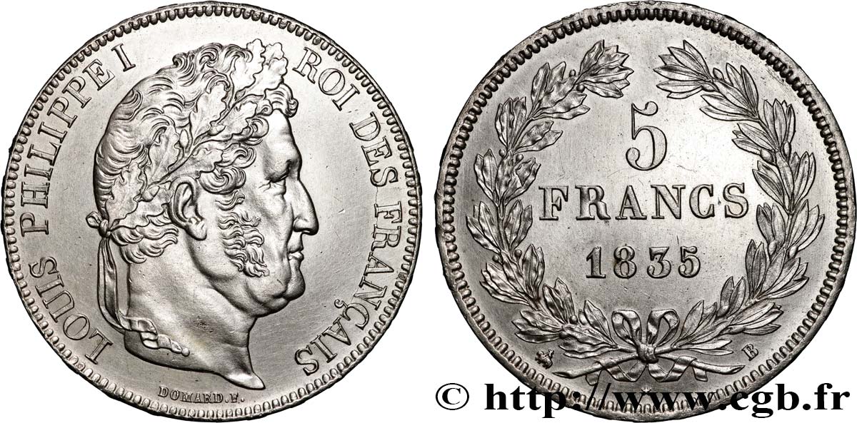 5 francs IIe type Domard 1835 Rouen F.324/43 AU 