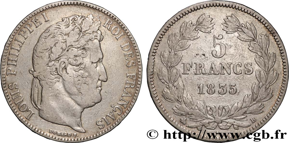 5 francs IIe type Domard 1835 Rouen F.324/43 VF 