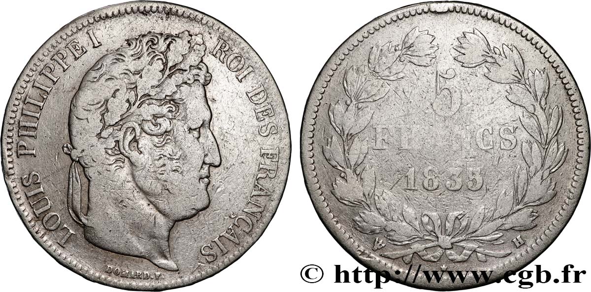 5 francs IIe type Domard 1835 La Rochelle F.324/46 SGE 