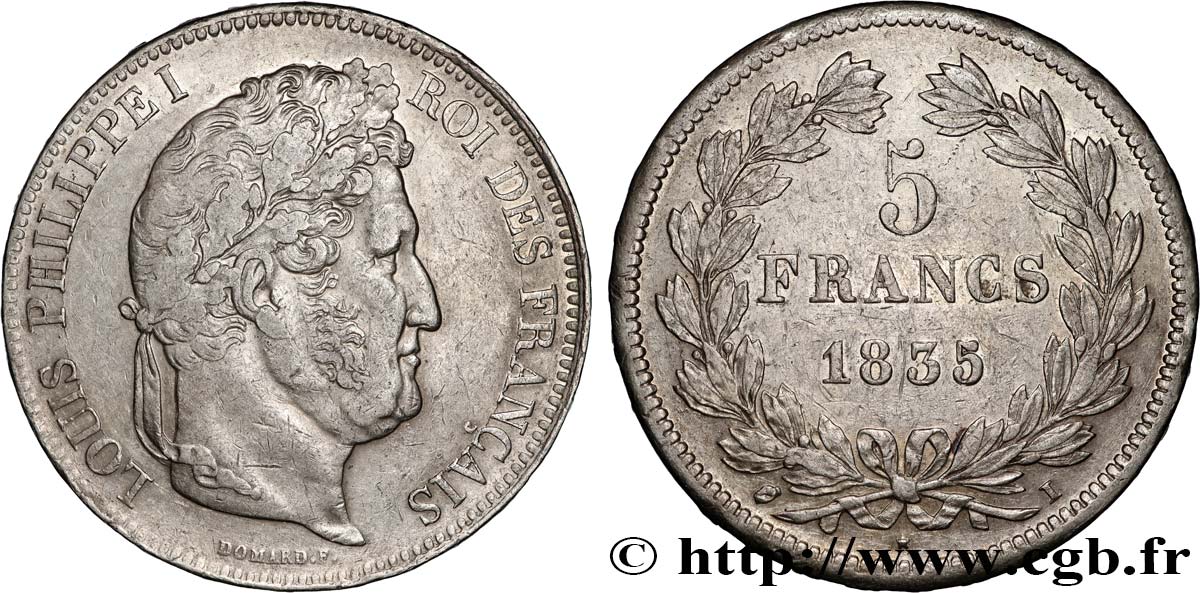 5 francs IIe type Domard 1835 Limoges F.324/47 XF 