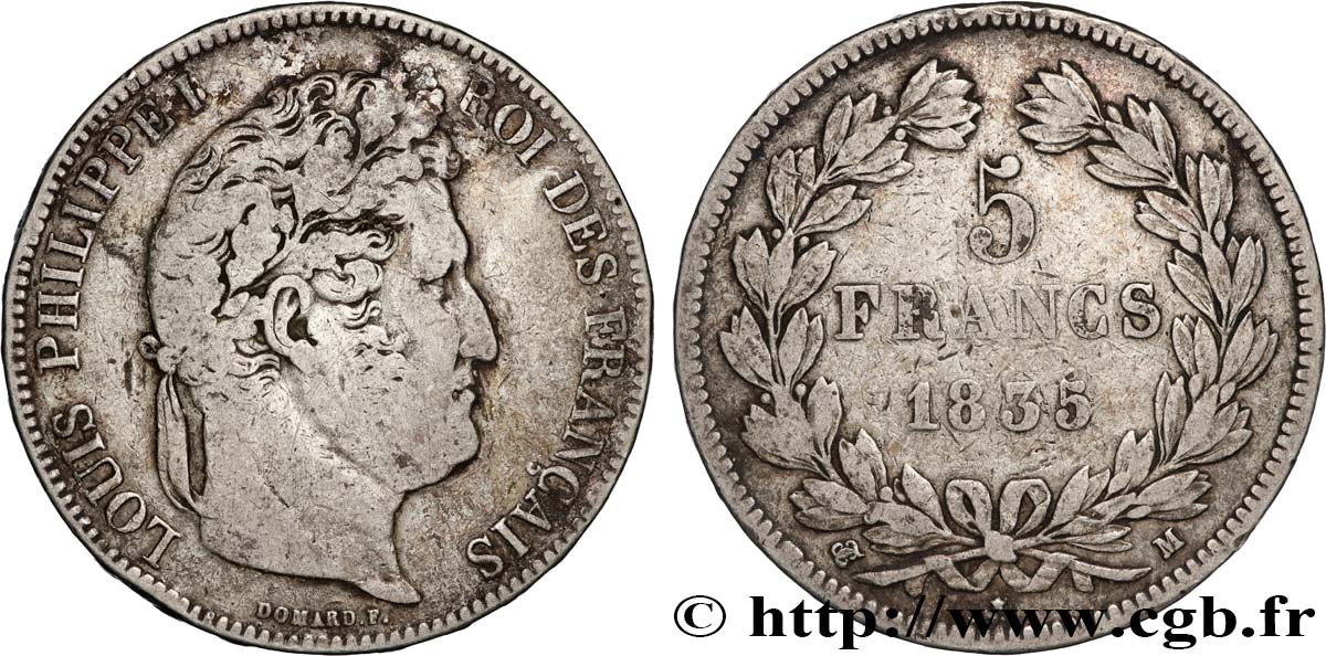 5 francs IIe type Domard 1835 Toulouse F.324/49 S 